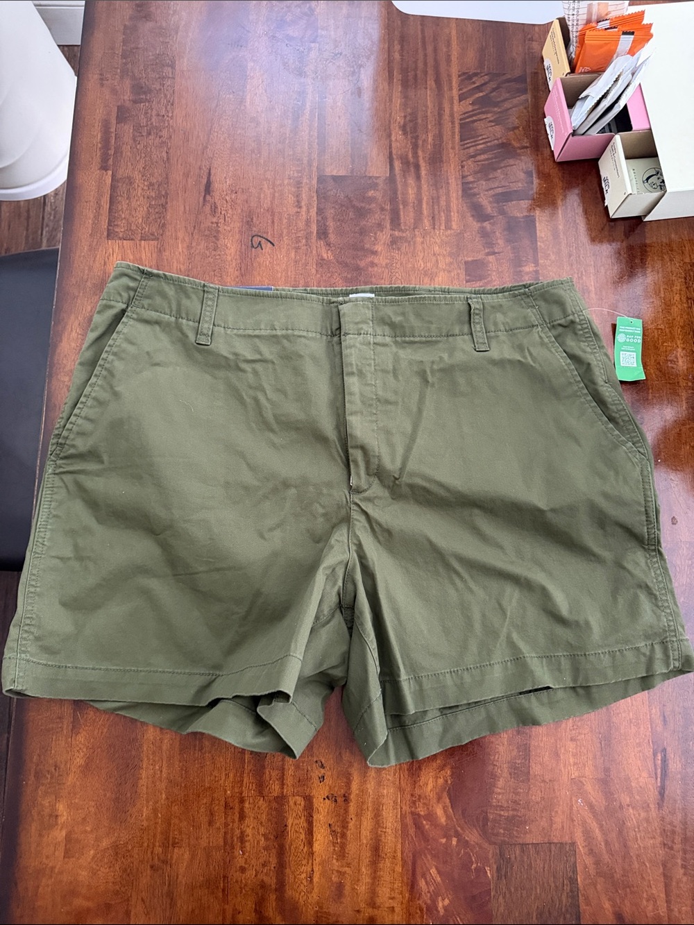 GAP Women Army Green Flat Front Chino Shorts